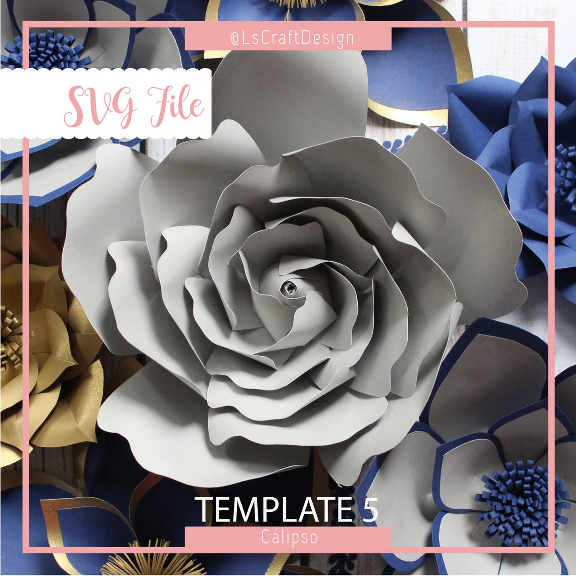 Giant Paper Flower SVG Template, Calipso #5 (Digital Download) - image 1