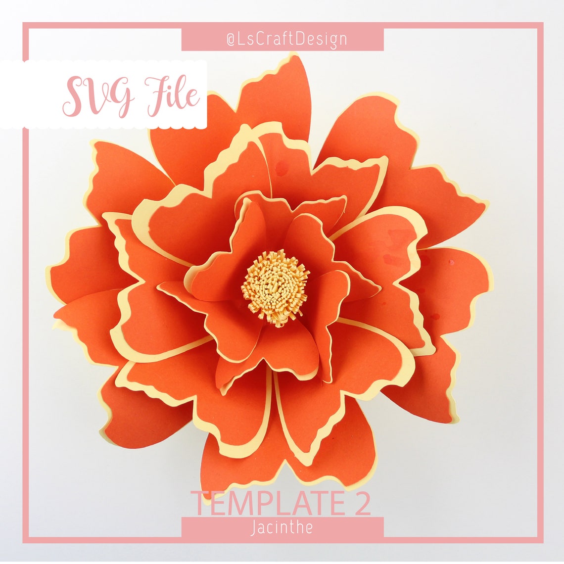 Giant Paper Flower SVG Template, Jacinthe #2, Cricut Silhouette Ready - image 1