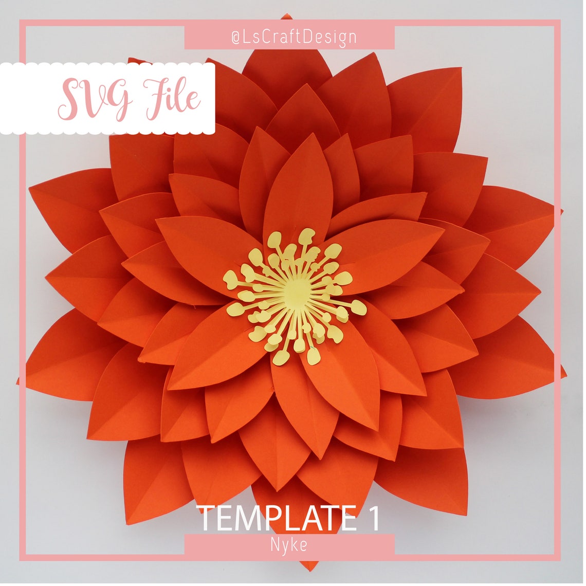 Giant Paper Flower SVG Template, Nyke Style, Cricut Silhouette Ready (Digital Download) - image 1