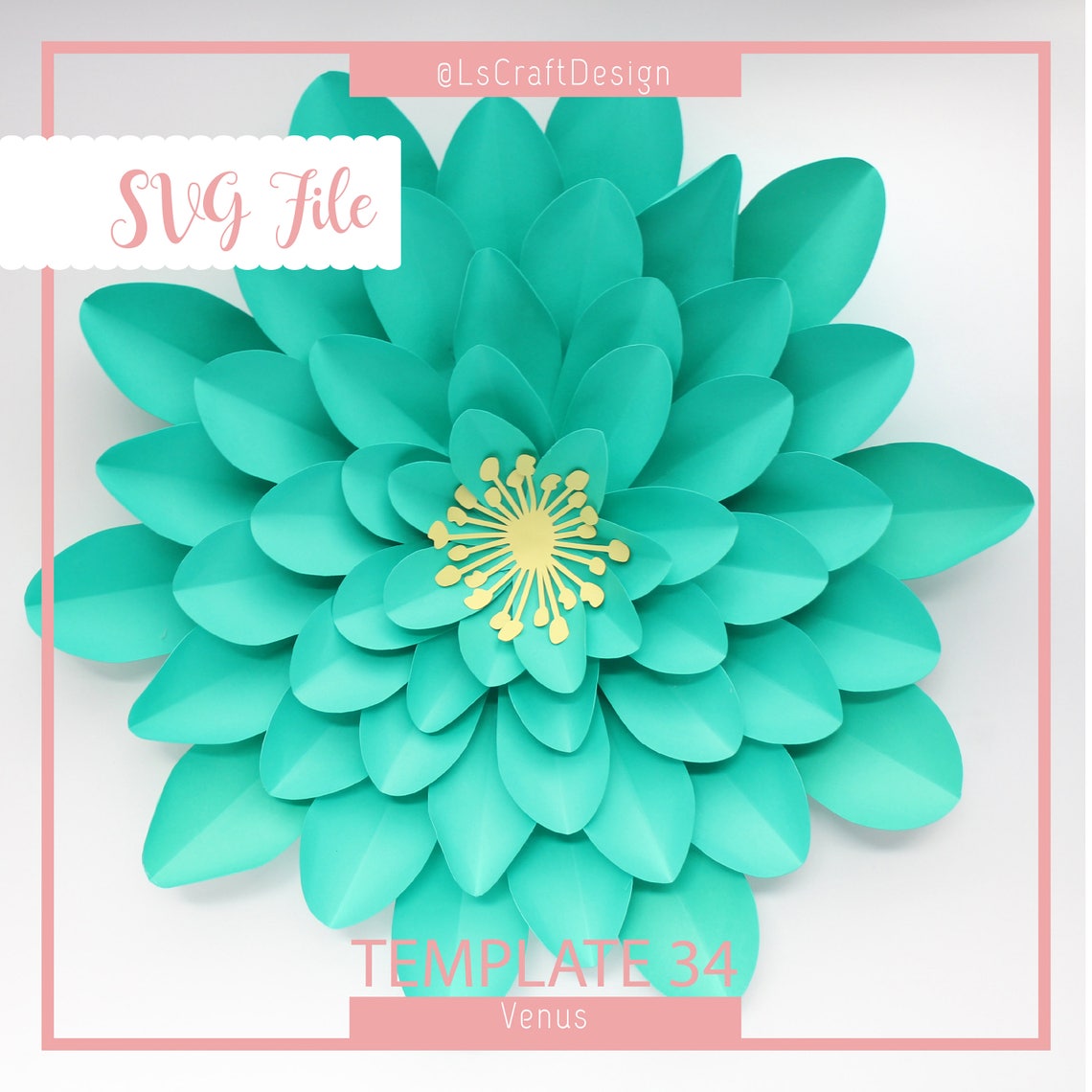 Giant Paper Flower SVG Template, Venus #34 (Digital Download) - image 1
