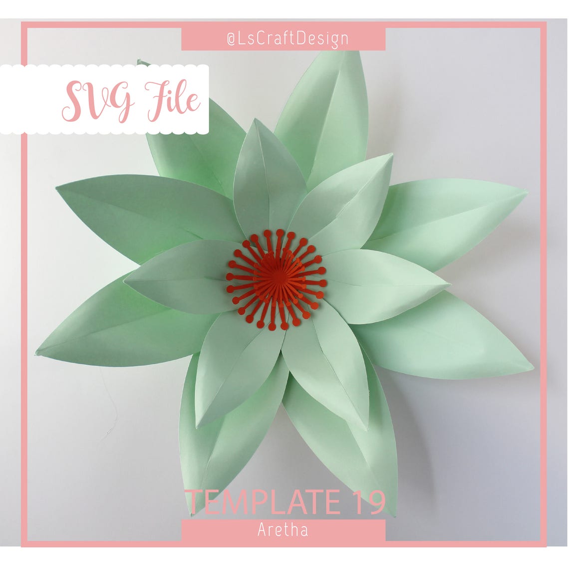 Giant Succulent Paper Flower Template, SVG, PDF, DIY Wedding Backdrop - image 1