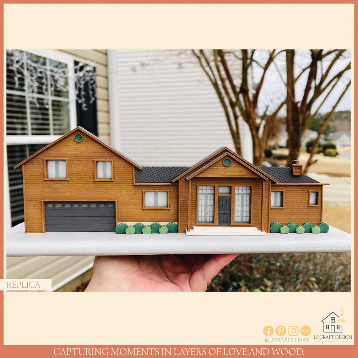 House Replica, Miniature House, Emotional Gift, Decorative Wooden House, Hand Painted Wooden House, Custom Made House, Christmas gifts - image 1