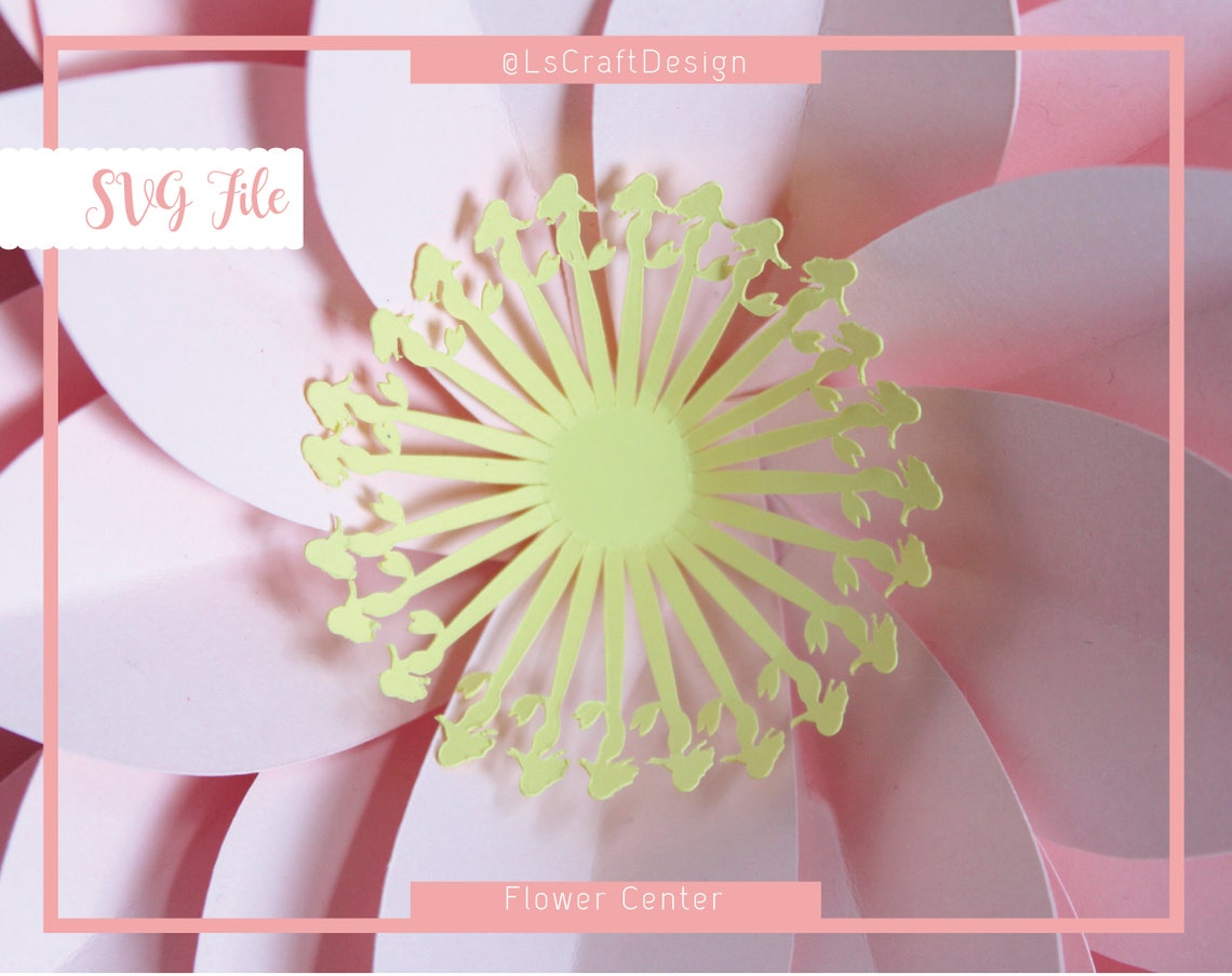 Mermaid Flower Center SVG Template, DIY Paper Flower (Digital Download) - image 1