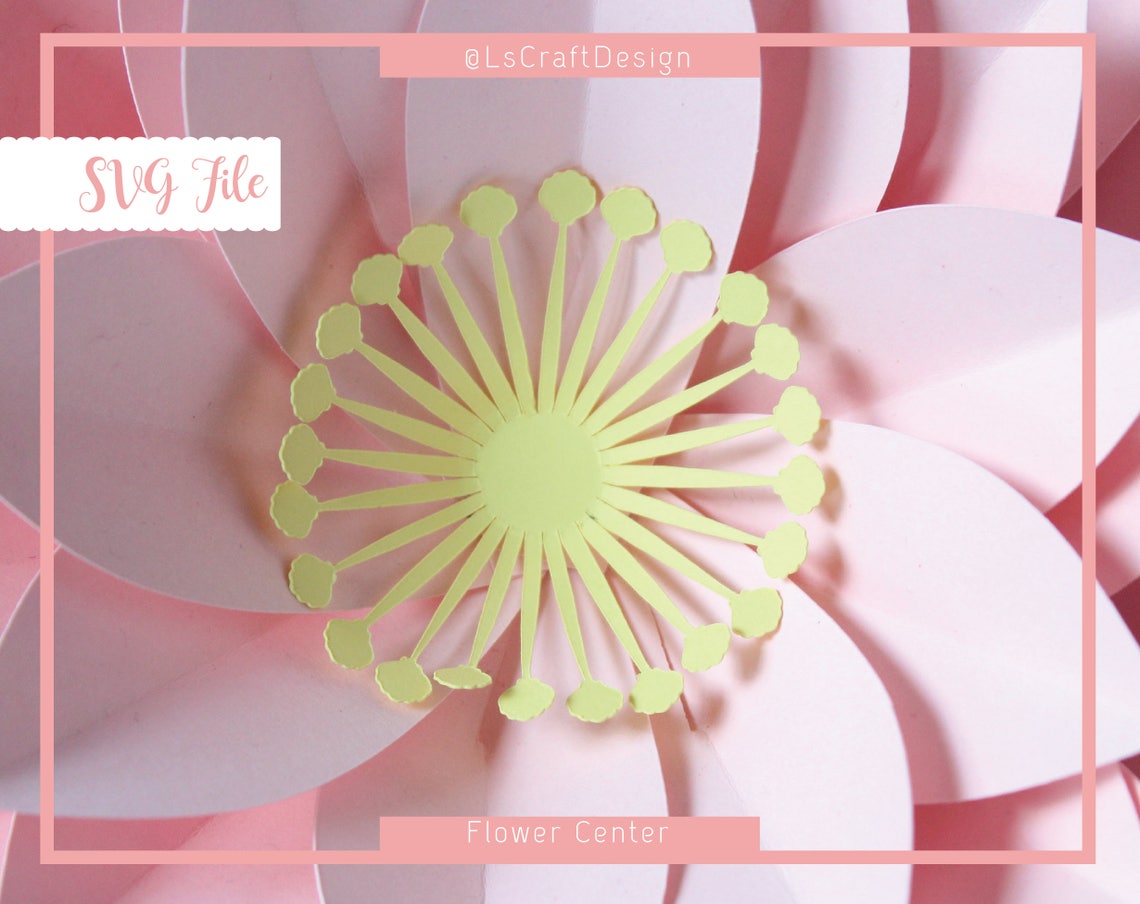 Paper Flower Center SVG Template, DIY Shell Flower (Digital Download) - image 1