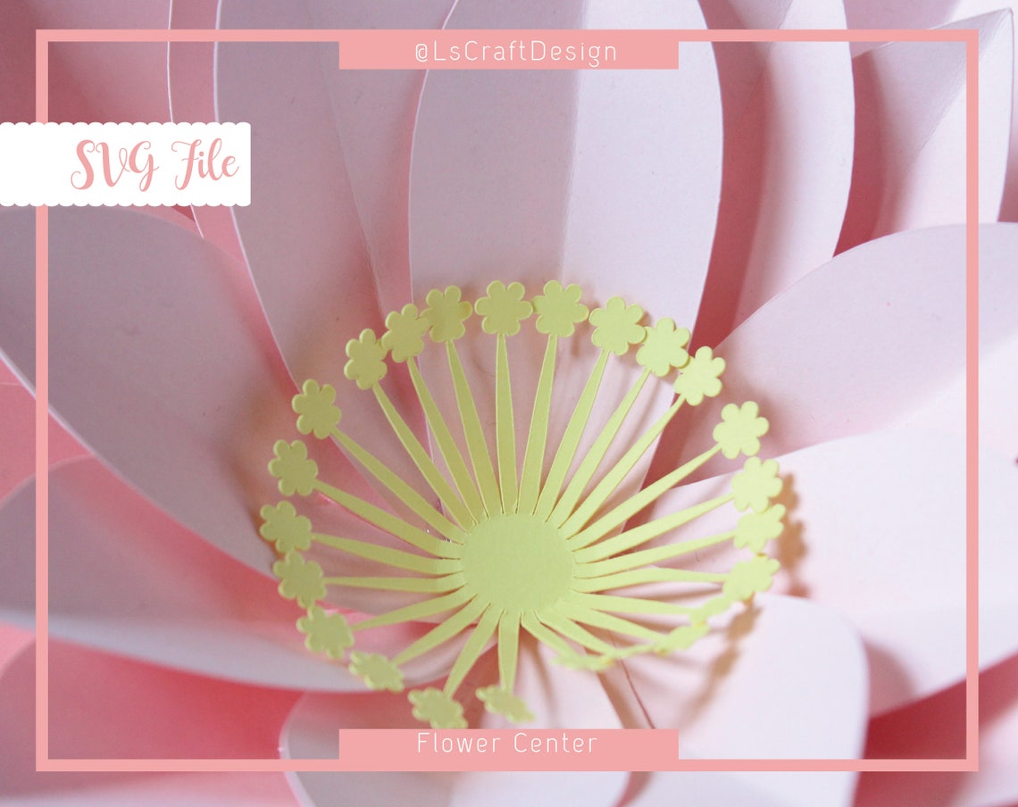 Paper Flower Center SVG Template, DIY Silhouette & Cricut (Digital Download) - image 1
