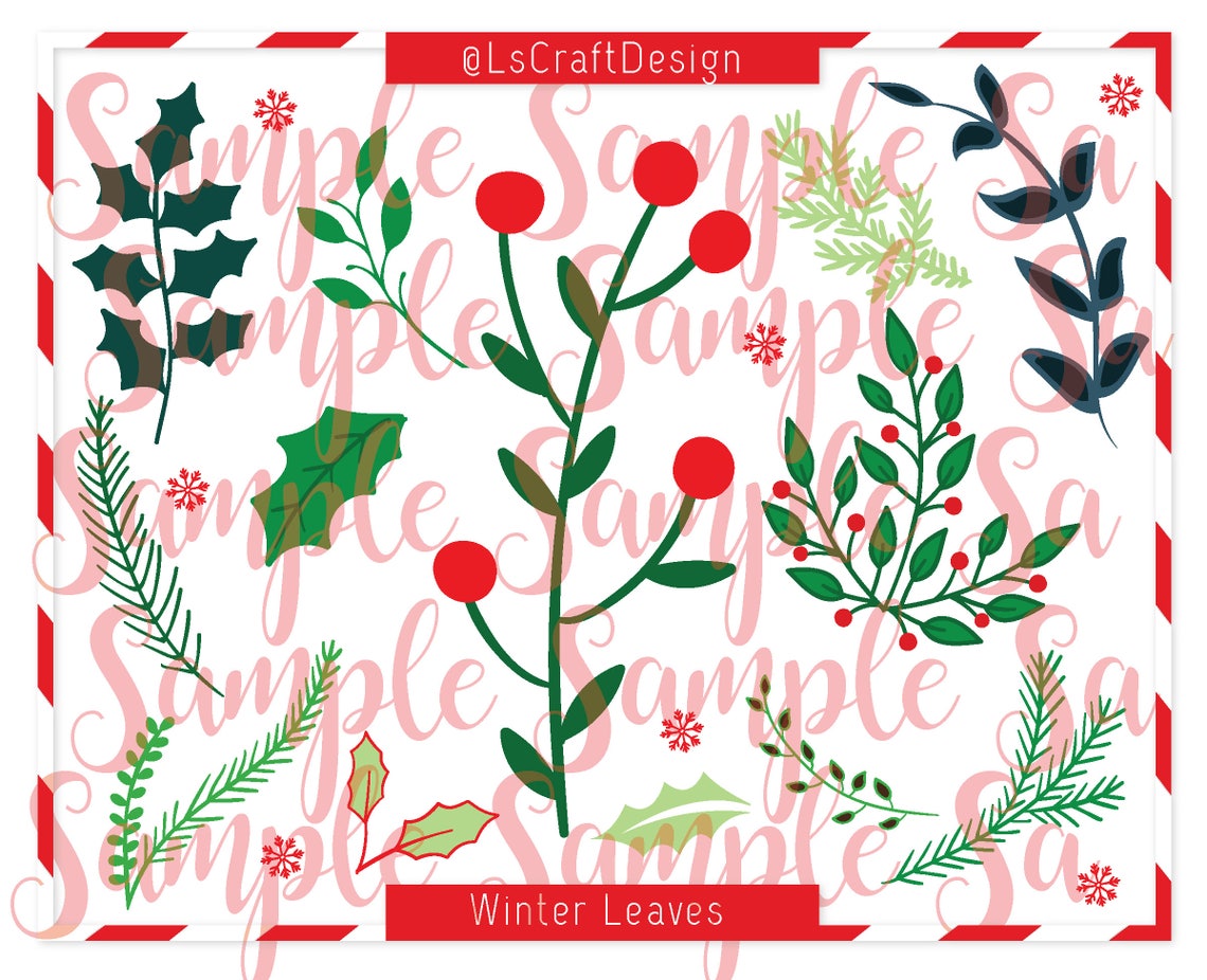Paper Flower Leaf Template, Winter Foliage SVG Set (Digital Download) - image 1