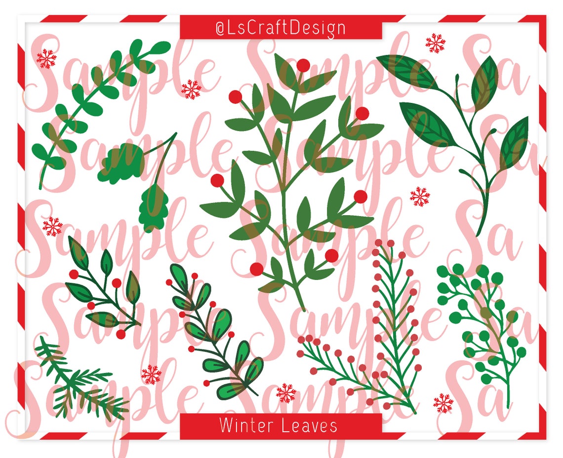 Paper Flower Leaves Template, Winter Foliage SVG Cut File (Set of 9) - image 1
