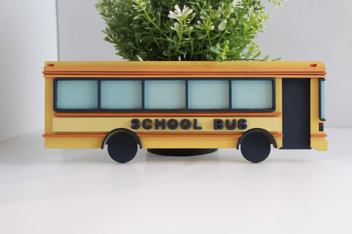 Personalized School Bus Driver Gift, Hand Painted MDF Mini Bus - image 1