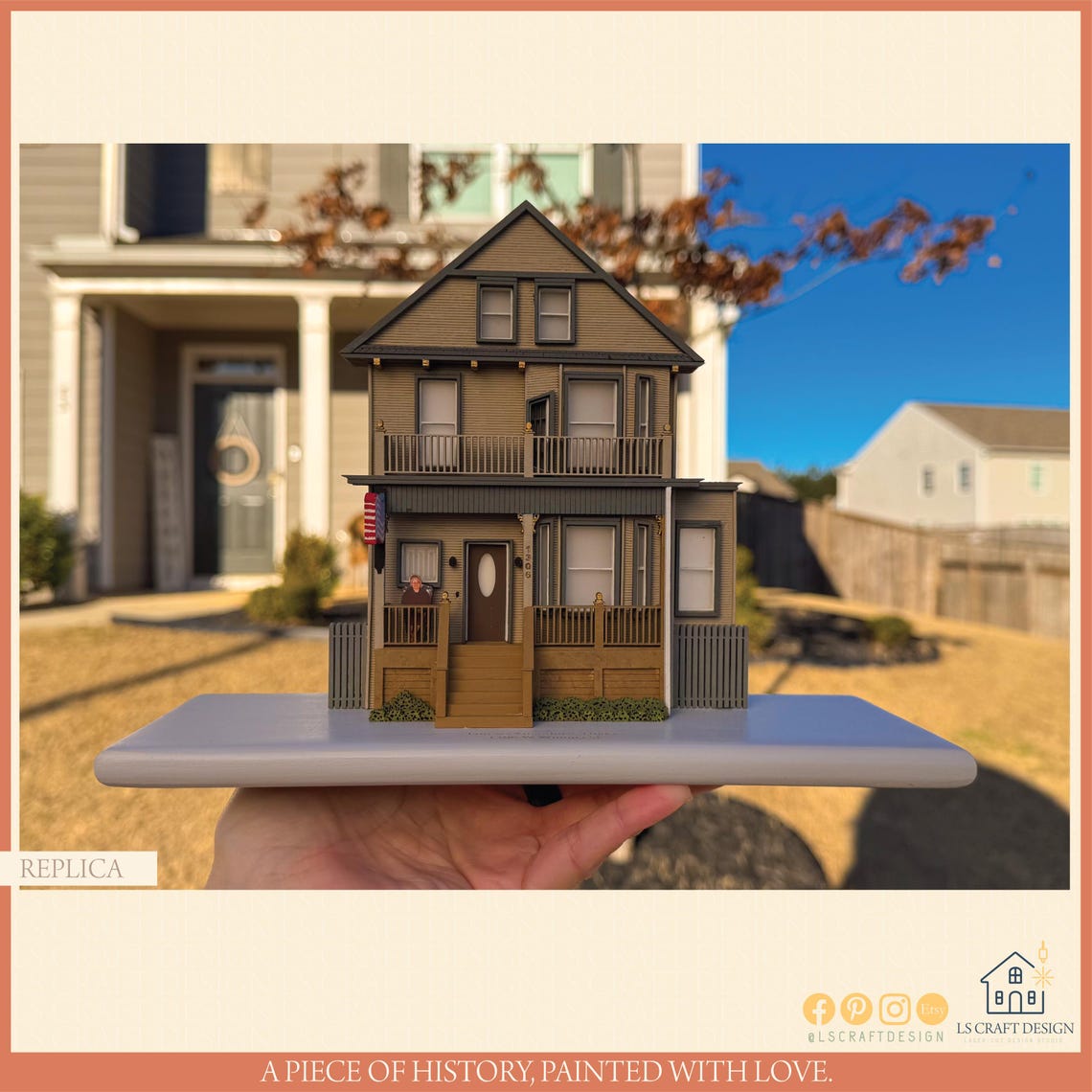 Personalized Wooden Home Replica, Miniature House Portrait, Custom House Gift - image 1