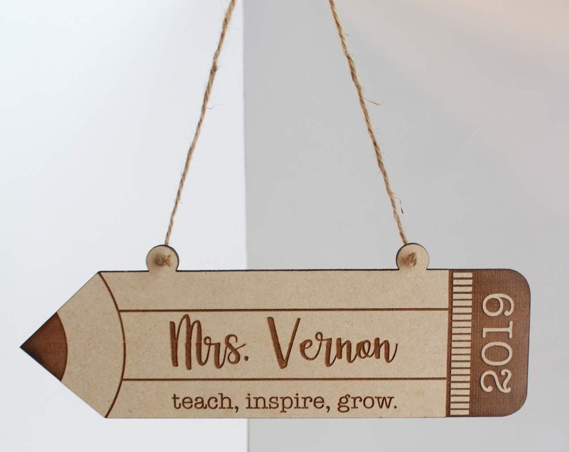 Personalized Wooden Pencil Teacher Classroom Sign