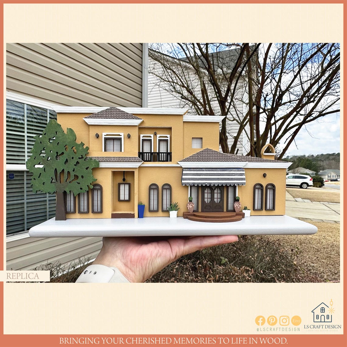 Realtor Closing Gift For Clients, Hand Painted Wooden House, House Portrait Replica, Christmas gifts, House Miniature, New Home Gift - image 1