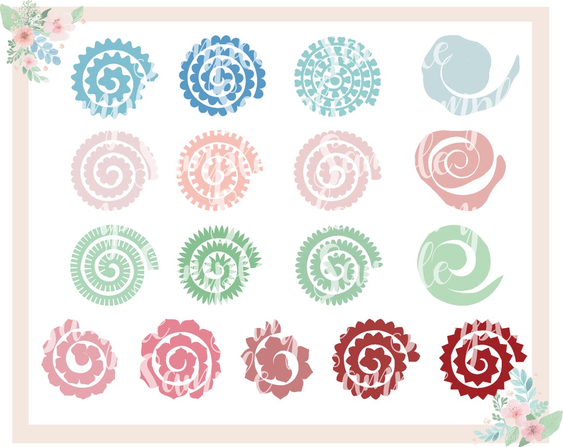 Rolled Paper Flowers SVG Cut Files, DIY Craft Bundle (Digital Download) - image 1